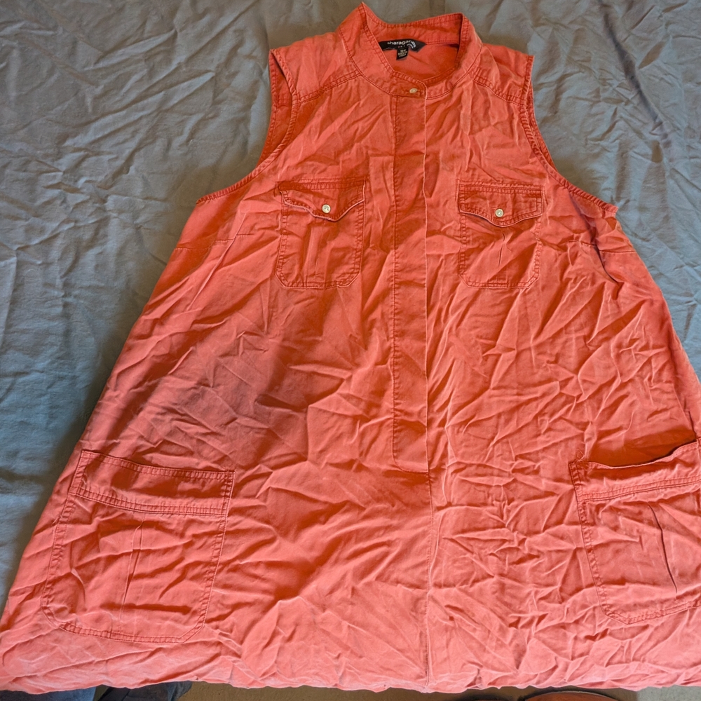 Sharagano Coral Sleeveless Midi Dress